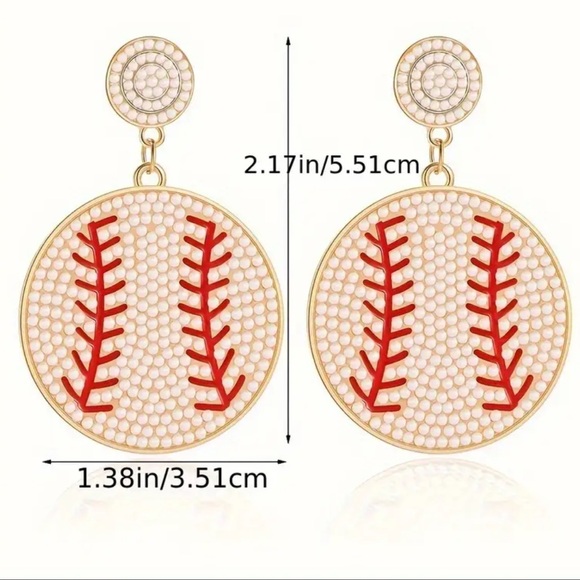 ⚾✨ Baseball Rhinestone Statement Dangle Earrings ✨⚾ - Picture 4 of 5